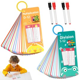 AOOHA Times Table Math Flash Cards,Multiplication Time Tables Flash Cards with 4 Dry Erase Pens,Multiplication Educational Game for Kids 1st to 3rd Grades