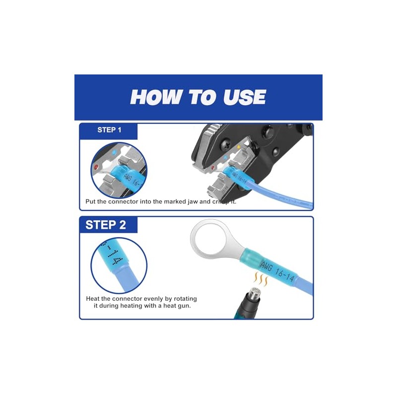 Crimping Tool Set, Ratchet Wire Crimper Tool For Heat Shrink,