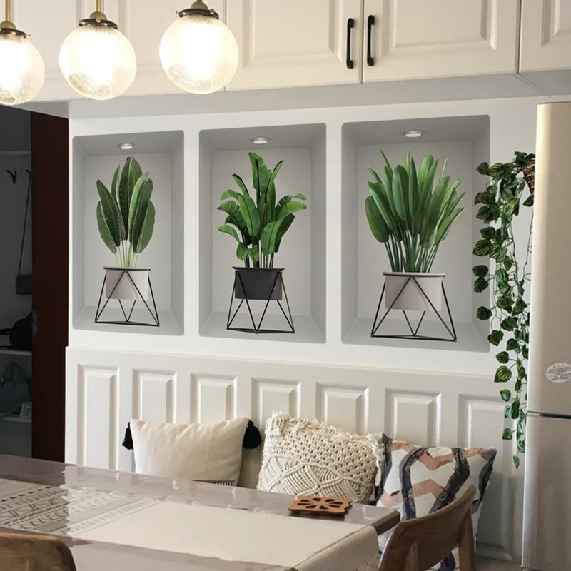 SMAOSTORE Wall Sticker, House Plants, Potted Plants, Green Plants, Stylish,