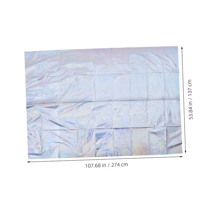 COHEALI Space Iridescent Tablecloth Set 4pcs Silver Party Decorations Wedding