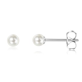 Titanium Earrings Hypoallergenic Pearl Earrings Women Girls G23 Titanium Stud Earrings Pearl Stud Earrings 4/5/6/7/8 mm, Titanium, No Gemstone