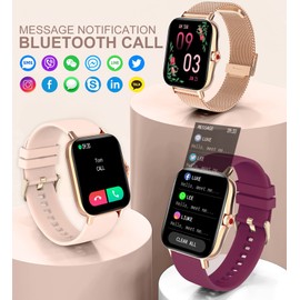 Iaret Smartwatch Damen, Smartwatch mit Telefonfunktion 1.7" HD Display Wasserdicht Armbanduhr mit Herzfrequenz Schlafmonitor Menstruationszyklus SpO2 Schrittzähler