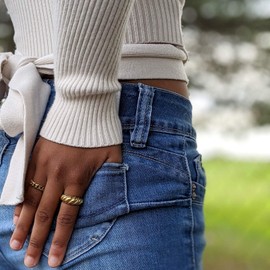 Aurelia Mae 18K Gold Plated Croissant Dome Ring Thick Twist Ring Band Wide Stacking Ring Chunky Gold Rings Size 7