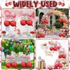 4 palloncini rosa con fiocco e ciliegie rosse, decorazioni per
