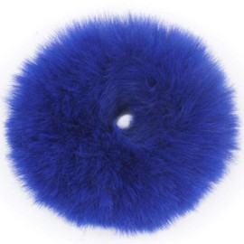 2pcs Pack Furry Faux Rabbit Fur Hair Scrunchies Artificial Fur Hair Bobbles Elastic Hair Band Rope Wristband Ponytail Accessories Royal Blue