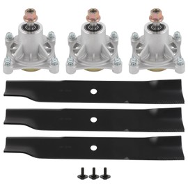 OCPTY Lawn Mower Deck Rebuild Kit 52", Mower Blade Rebuild Kit Fit for Hustler Raptor 52", Spindle & Blade 604214 603995, 3 Spindle Assembly 3 Mower Blades