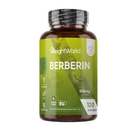 Berberine Capsules - 4 Months Supply - 120 Vegan Berberine 500 mg Capsules - Berberine 85% (Source: Berberis aristata) - 1 Capsule per Day - Free from Magnesium Stearate - From WeightWorld