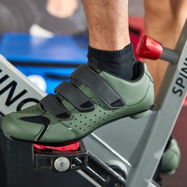 Unisex Peloton Cycling Shoes Size 7 - Spin Shoes Compatible with Shimano 2 Bolt SPD Clips - for Indoor Outdoor Road Bike Cycling - Olive Green 7