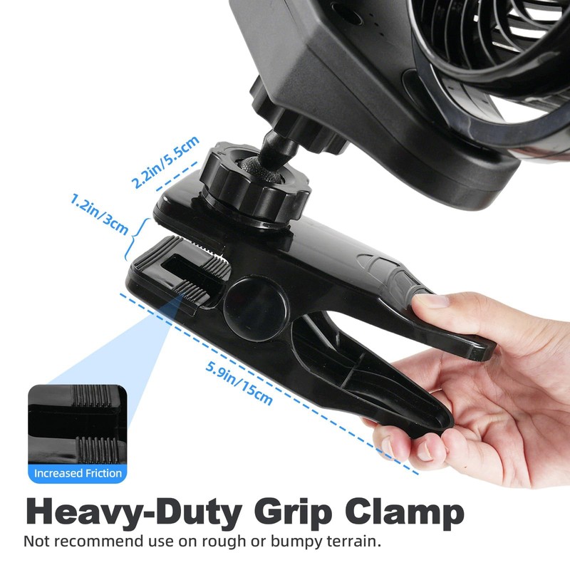 6000mAh Rechargeable Dual Car Fan for Backseat, 3-Speed Separate Controlled