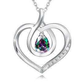 AGVANA June Birthstone Jewelry Alexandrite Necklace for Women Sterling Silver Forever Love Infinity Heart Pendant Necklace Anniversary Birthday Gifts for Women Mom Wife Her