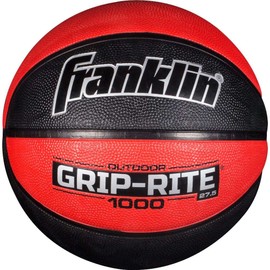Franklin Sports Grip-Rite 1000 Youth Basketball - Durable Construction - Junior Size Basketball for School, Camp, Home Practice - Indoor and Outdoor Ball - Black/Red - 27.5"