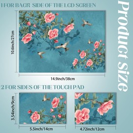 SUPERDANT Flower and Bird Laptop Skin Birds and Branches Laptop Sticker PVC Computer Stickers Dustproof Waterproof Art Decal Protector 12" 13" 13.3" 14" 15" 15.4" 15.6" Notebook Art Decal Blue Pink