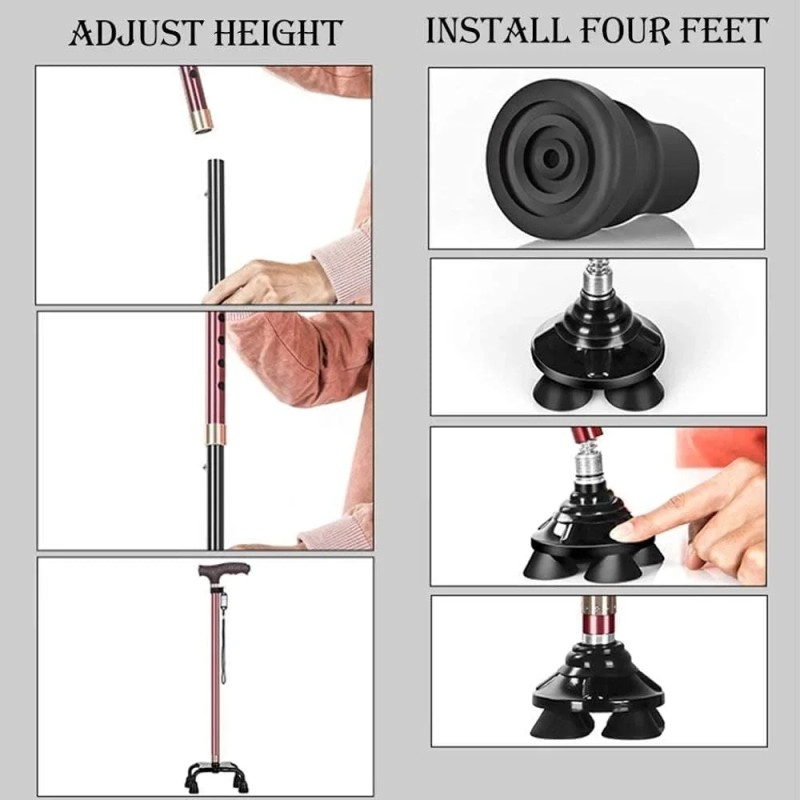 Toolzia Adjustable Aluminum Alloy Walking Cane with LED Light
