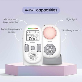 Chillax Baby 360 Digital Audio Monitor | 4-in-1 Baby Monitor with Night Light, Soothing Sound Machine, Room Temperature Sensor & Long-Range DECT 6.0 Audio | Portable & Rechargeable with Two-Way Talk