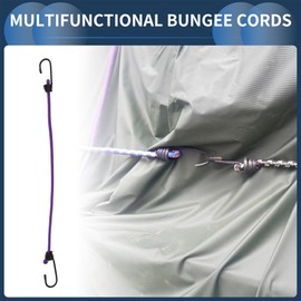 INFINAUTO Bungee Cords with Hooks 50cm Motorcycle Trailer Trucks Cargo Adjustable Bungee Cords with Metal Buckle Purple 4pcs