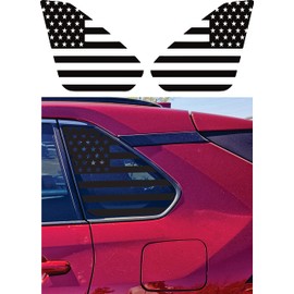 Compatible with Toyota rav4 2019-2022 Precut American Flag Window Decals Both Side Proudly Made in The US Matte Black (US Flag Straight)