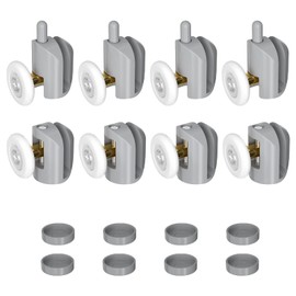 Relota Pack of 8 Shower Cubicle Wheels 23 mm, Sliding Door with 8 Lids, Anti-Rust Shower Door Rollers, Shower Door Rollers, Bathroom Replacement Parts for Glass Shower Sliding Doors, Shower Cubicles,