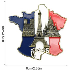 Multicolor 3D France Map Fridge Magnets - Resin Notre Dame and Eiffel Tower Decorative Magnets, Parisian-Themed Kitchen Accessories for Home, Office, and Travel Souvenirs