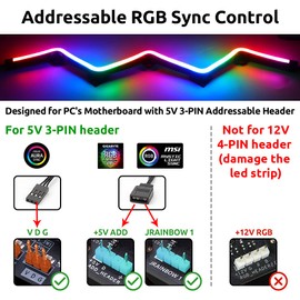 Speclux Neon Digital RGB LED Strip Combo Set PC LED Strips 400 mm RGB 5 V 3-Pin Aura-SYNC, Gigabyte RGB Fusion, with 12 Strong Magnetic Holders