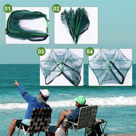 The Magic Foldable Fishing Trap, Folding Fishing Net，2025 Upgrade Auto-Foldable Strengthened Fishing Trap Net, Minnow Traps for Bait Fish，Fish Traps，Crawfish Trap，Minnow Trap (8Holes)