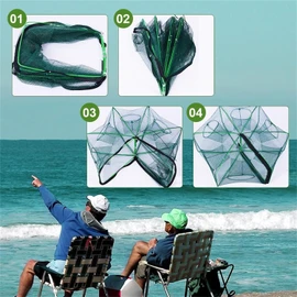 The Magic Foldable Fishing Trap, Folding Fishing Net，2025 Upgrade Auto-Foldable Strengthened Fishing Trap Net, Minnow Traps for Bait Fish，Fish Traps，Crawfish Trap，Minnow Trap (8Holes)
