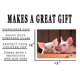 Rogue River Tactical Farm Animal Pig Barnyard Kitchen Glass Cutting Board Barn Decorative Gift Farmhouse Ranch Piglets Design