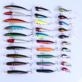 Unbranded 30pcs Mixed Fishing Lure Minnow Popper Pencil Crankbait Artificial Bait Kit