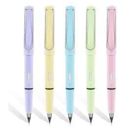 TRHDFW 5pcs Inkless Pencils Eternal, Everlasting Pencil Replaceable Head Infinite Pencil Inkless Pen with Eraser, Unlimited Writing Eternal Pencil No Ink For School Office Professional Use