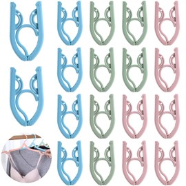 GAOHAN 18 PCS Folding Clothes Hangers Travel Hangers Foldable Non-slip Plastic Hanger Portable Space Saving Folding Hanger for Home,Hotel,Holiday,Travel,Camping