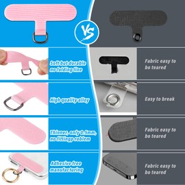 VZZNN 5PC Phone Tether Tab, Cell Phone Lanyard Pads,Phone Strap Replacement Part with Spring Ring for All Full Phone Cases (Pink)