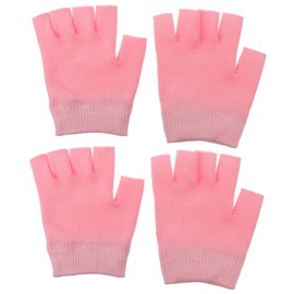 Mikinona 2pairs Moisturizing Gel Therapy Gloves for Dry Hands Fingerless Design for Comfort and Convenience for Overnight Use and Daily Skin Care Pink for Men and Women