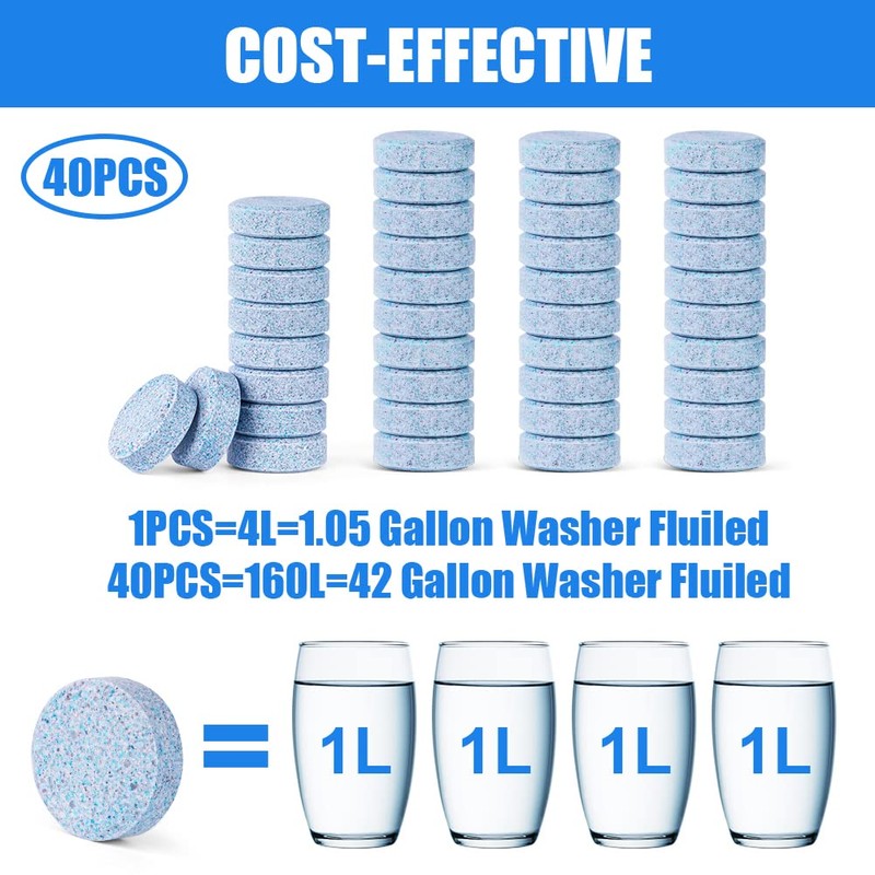 URAQT Car Screenwash Tablets, 40 Pcs Car Windshield Glass Concentrated