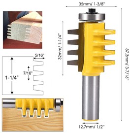Bestgle 1/4" Shank Reversible Finger Glue Joint Router Bit Woodworking Milling Cutter Tool
