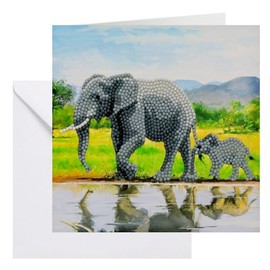 CRYSTAL ART Elephant Card Kit Craft Buddy 18x18cm