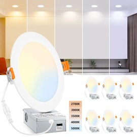 Local Warehouse 12 Pack 6 Inch 12W Ultra-Thin LED Recessed Ceiling Light for Bedroom Kitchen Hallway Living RoomColor: White, Emitting Color: 5CCT, Lamp Power(W): 6inch 12W