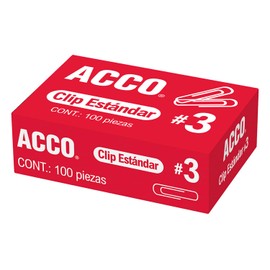 ACCO Clip Estándar, Sujeta Hasta 15 Hojas, 25.5 mm, caja con 100 pzs. P1670