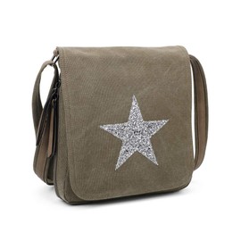 Women Sparkling Glitter Golden Star Shoulder Bag Travel Cross Body Bag Casual Messenger Bag Perfect for Casual Work Or School Use (Green)