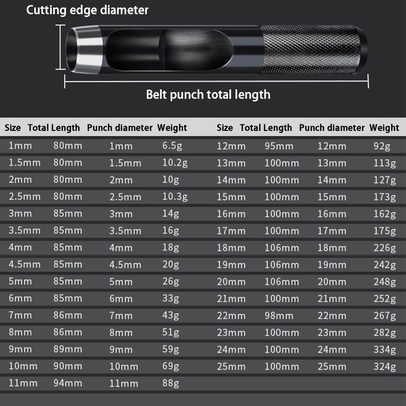 Leather Hole Punches Cutter 6mm Dia Belt Punch Round Hollow