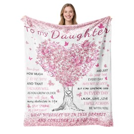 Daughter Gifts Blanket from Mom Dad,Super Soft Flannel Throw Blanket 60" X 50",Gifts Blanket for Birthday Graduation Christmas Valentine Thanksgiving Anniversaries,for Sofa,Office Chair,Bed