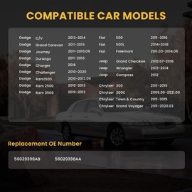 TPMS - Sensores de presión de neumáticos 433 MHz compatibles con Chrysler 300 Town & Country Challenger Ram1500 2500 Jeep Grand Cherokee Wrangler reemplaza # 56029398AB 56029398AA (4 piezas)