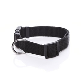 Adjustable Nylon Dog Collar, pet Collar 1 Inch 3/4 Inch 5/8 Inch Wide, for Large Medium Small Dogs（3/4 Inch,Black）