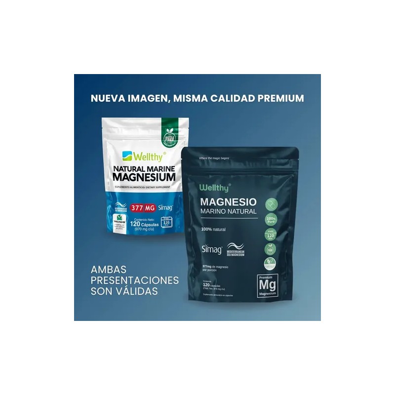 Magnesio Marino Natural Simag 120 Capsulas Wellthy Sabor 120 Caps