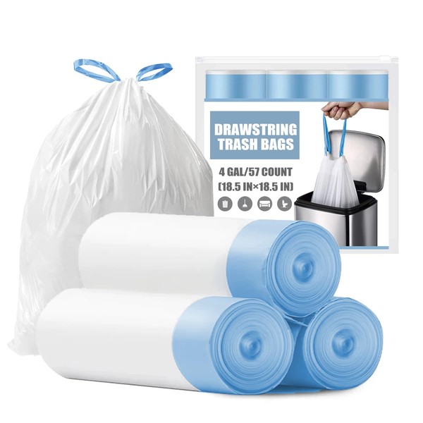 Small Trash Bags 4 Gallon - Drawstring 4 Gallon Trash