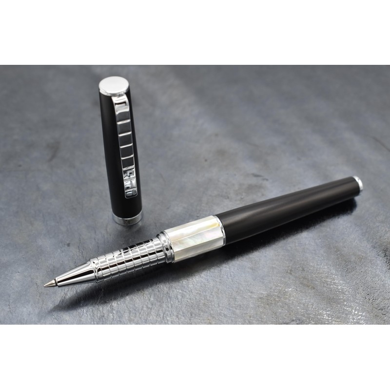 Xezo Speed Master Fine Rollerball Pen, Matte Black with White