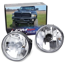 iJDMTOY Clear Lens Fog Lights Foglamp Kit with H3 Halogen Bulbs Compatible With 1999-2002 Dodge RAM 1500 2500 w/Sport Package Bumper ONLY