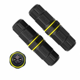 Temeloko IP68 Waterproof 2 Way Cable Connector–4–10 mm Wire Diameter –Outdoor Electrical Junction Box–UV-Resistant PA66 Housing, Twist Lock Installation