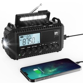 Mesqool Disaster Preparedness Radio Solar Multi-functional Hand Crank Flashlight with Reading Lamp SW/AM/FM (FM Frequency 76.00MHz - 108MHz) SOS Alert Portable Radio for Outdoor Use Solar Charging USB