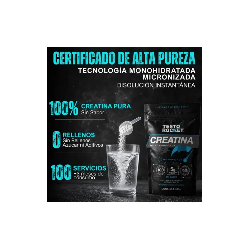 Creatina Monohidratada y Micronizada Polvo | 100% Alta Pureza Certificada