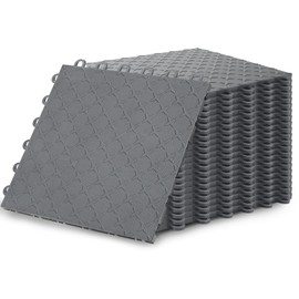 Garage Floor Tiles, 48 Pack 12" x 12" Interlocking Flooring Tile, Non-Slip Diamond Plate Floor Covering for Garages, Warehouse, Basements, Gyms Grey