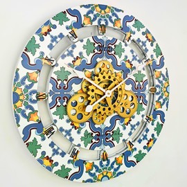 The Gears Clock Wall Clock Italy Collection with Moving Gears (Meta, 24 inch Round)